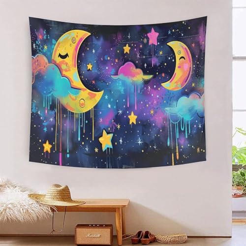 Tapisserie murale tissu lune 3D pour créer un coin lecture cosy au salon