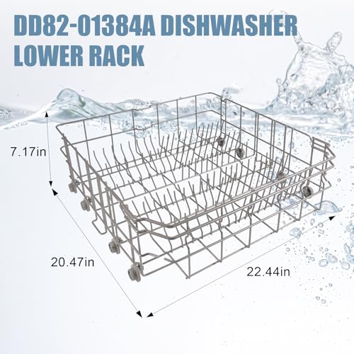 Image of DD82-01384A DD81-02295A Lower Rack Compatible with Samsung Dishwashers | Fits DW80R2031US, DW80M2020US, DW80N3030US, DW80N3030UB, DW80N3030UW, DW80R2031UG, DW80R2031UW. (22.5''D x 20.5''W x 7''H)