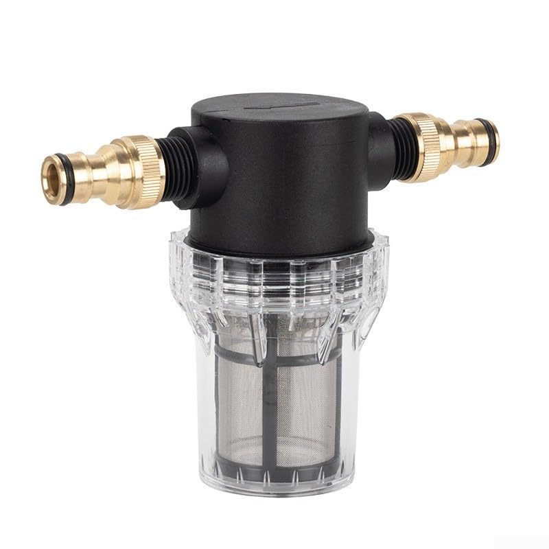 Inline Water Filter with 100 Mesh Stainless Steel Screen, 3/4 Inch Garden Hose Sediment Pre-Filter for RV Camping Boat Plumbing and Pressure Washer, Includes Gaskets