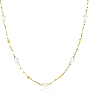 WOMEN'S GOLD BRASS X-SHAPE PEARL NECKLACE main image 0