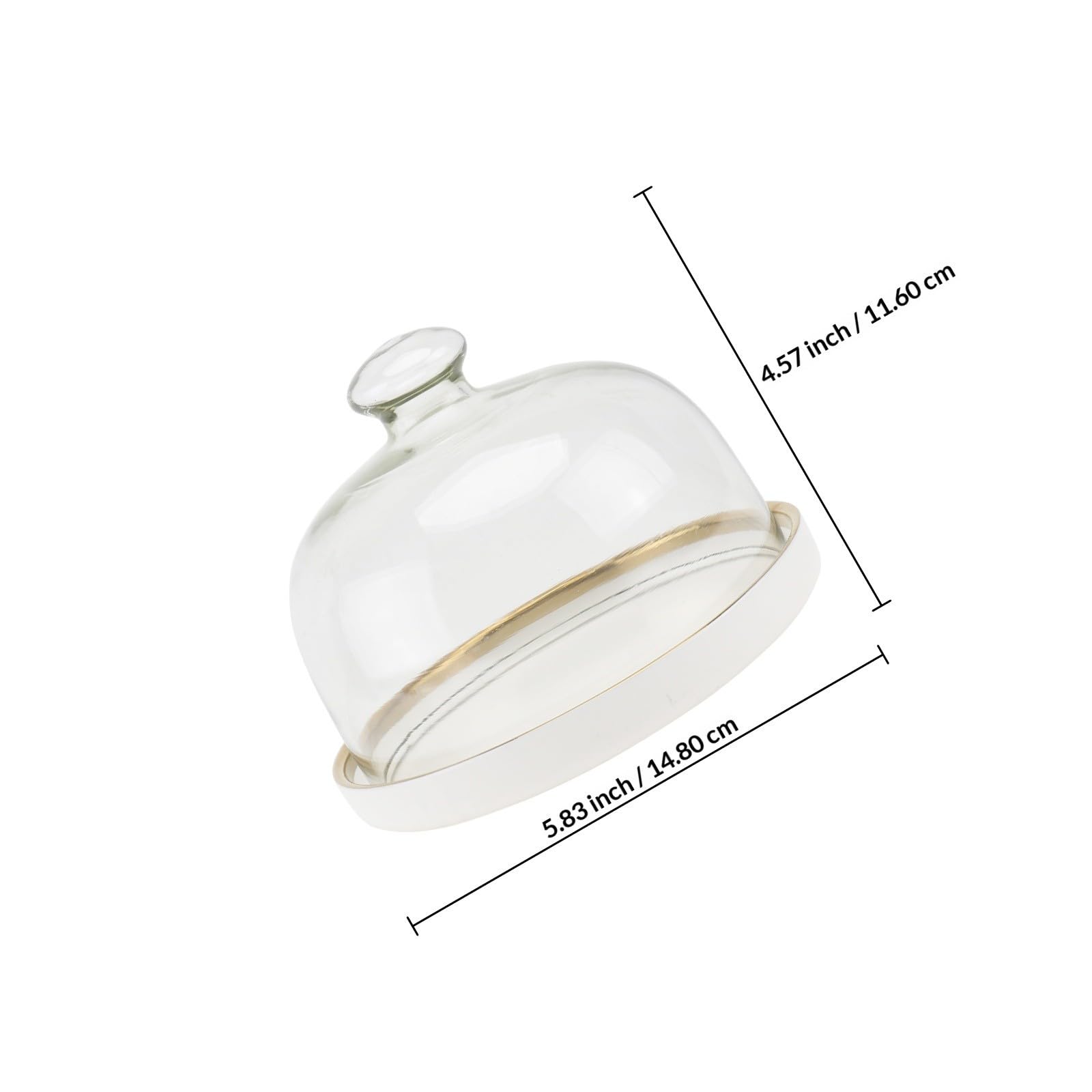 INOOMP Bandeja de Cerámica Tapa de Vidrio para Postres y Alimentos, Preservación de Comida, Diseño Elegante, Adecuado para Picnic y Camping