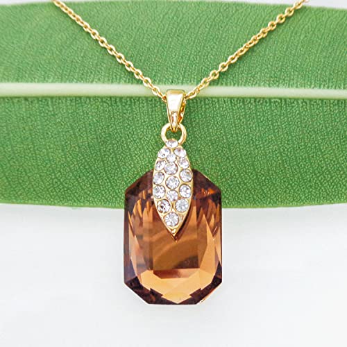 Navachi 18k Gold Plated Crystal Square Zircon Pendant Necklace 16"+2"4