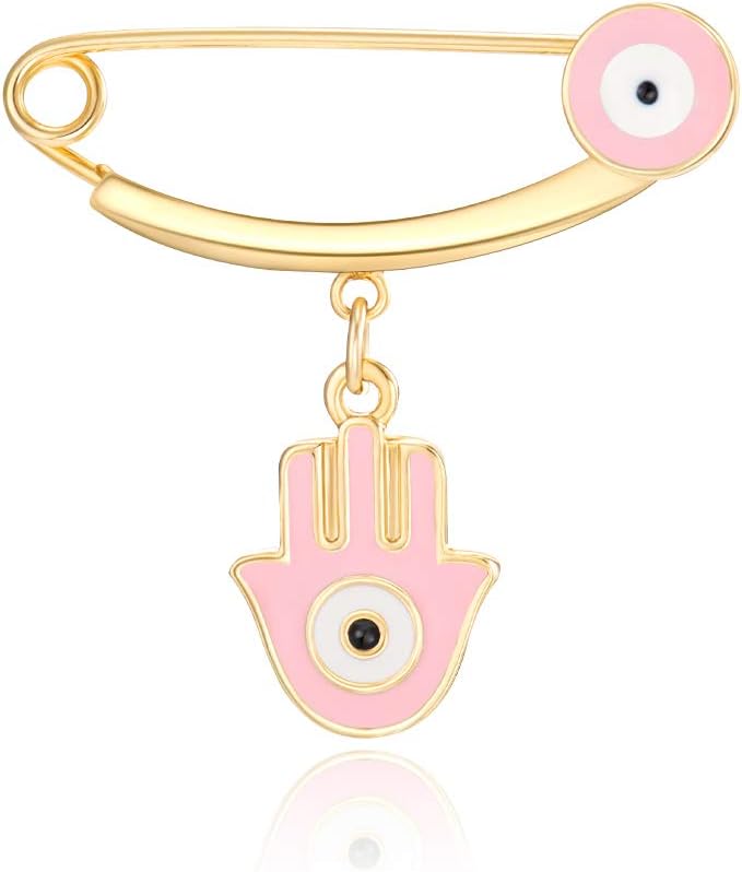 MANVEN Hamsa Evil Eye Stroller Pin Lucky Protection Clothes Brooch Diaper Bag Pin Birthday Gift