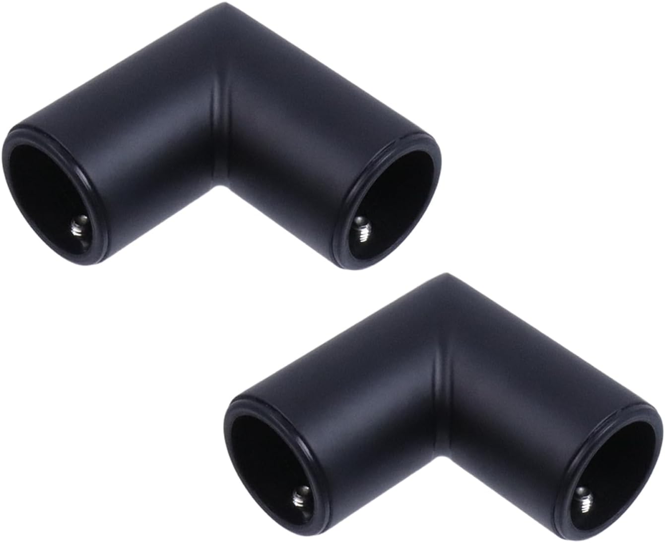 LC LICTOP 90 Degree Angle Elbow Connectors, 2 Way Metal L Shape Fitting for 1 Inch OD Pipes, for Curtain Rod, Pipe Clamps, DIY Furniture, Shelving, Garden Support Structure, 2Pcs Black