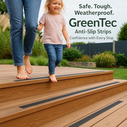 5 x schwarze strapazierfähige Polypropylen-Anti-Rutsch-Streifen mit Befestigungen, Schwarz