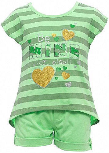 Image of ToBeInStyle Girl's Two Piece Summer Set Cute Tee Top and Matching Shorts Adorable Outfit