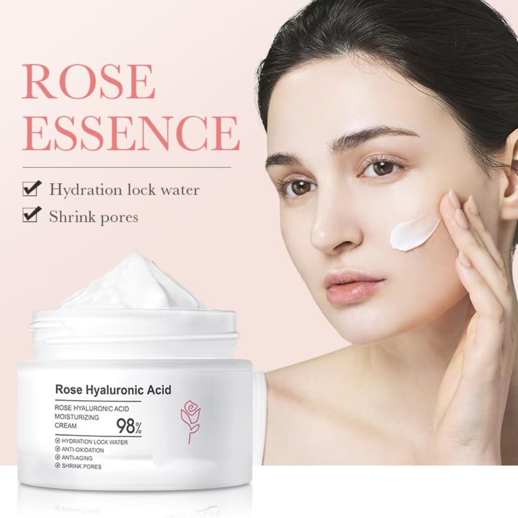 ULELA DIKML Skin Care Moisturizer Cream Rose Hyaluronic Acid Nourishing Cream Hydrates and Brightens Nourishing and Firming Face Cream - Image 2