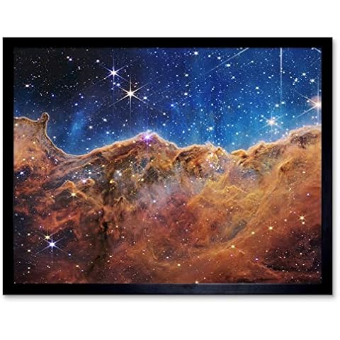 Artery8 NASA James Webb Space Telescope Cosmic Cliffs in the Carina Nebula NGC 3372 NIRCam Image Art Print Framed Poster Wall Decor 12x16 inch Cover