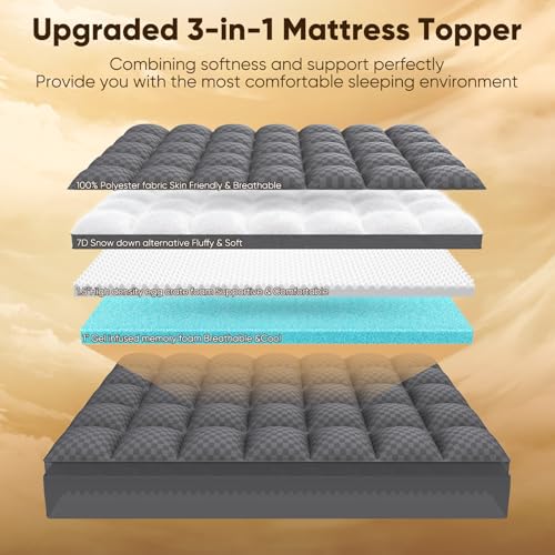 Image of Twin Mattress Topper, 4.5 Inch Memory Foam Mattress Topper for Back Pain - 2.5 inch Cooling Memory Foam Soft and Supportive + 2 inch Pillow Top Mattress Pad Cover, with 8-21 inch Deep Pocket