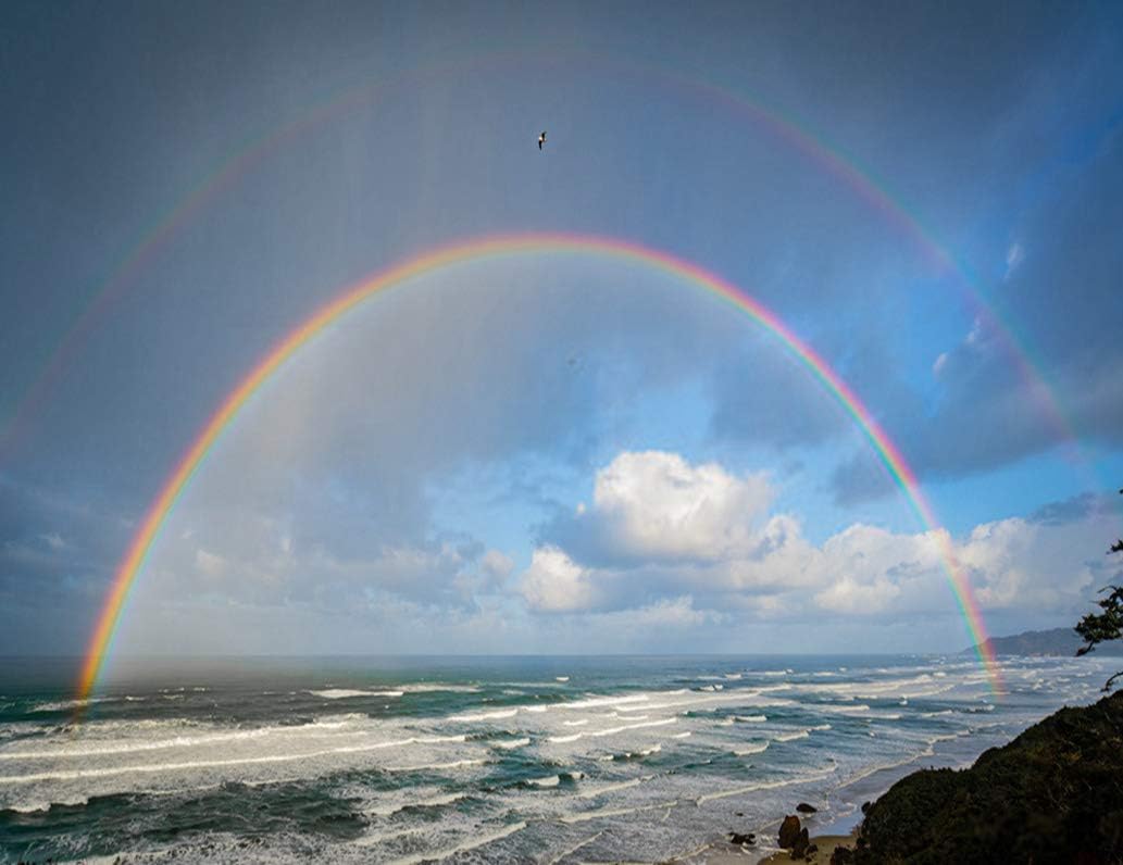 DIY 5D Diamond Painting Kit Rainbow Double Ocean Off Oregon Coast Sky Sea Cloud Nature Blue 16" X 20" Adult Full Drill Rhinestone Cross Stitch Art Crafts for Home Decoration