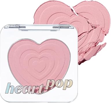 ETUDE Heart Pop Blusher, Lovely Flappe, 0.1 oz 4 g, Highlighter, Cheek, Pink, Heart, Natural