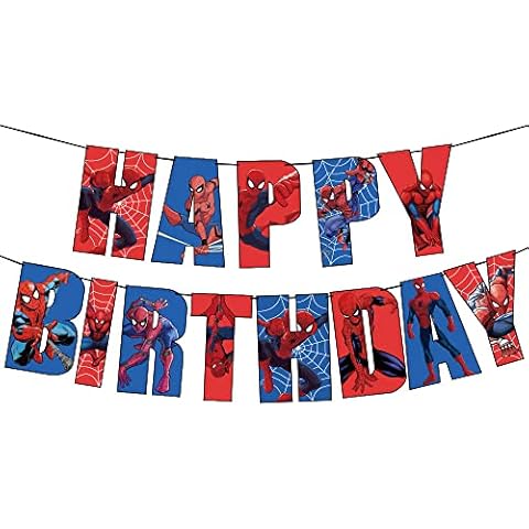 Norinoya Spiderman Happy Birthday Banner Cover