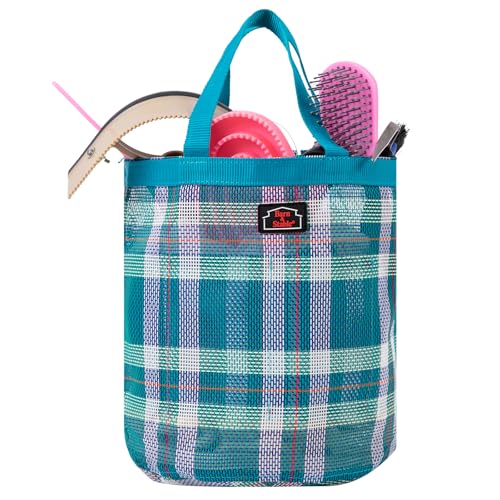 BARN & STABLE Breathable & Waterproof Mesh Horse Grooming Bag with 8 Pockets Tear-Resistant Grooming Tote for Horse Grooming Caddy Bag Organizer to Secure Items (Turqoise)