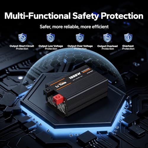 Image of LiTime 1000W Pure Sine Wave Inverter, 12V DC to 120V AC, Power Inverter 12V