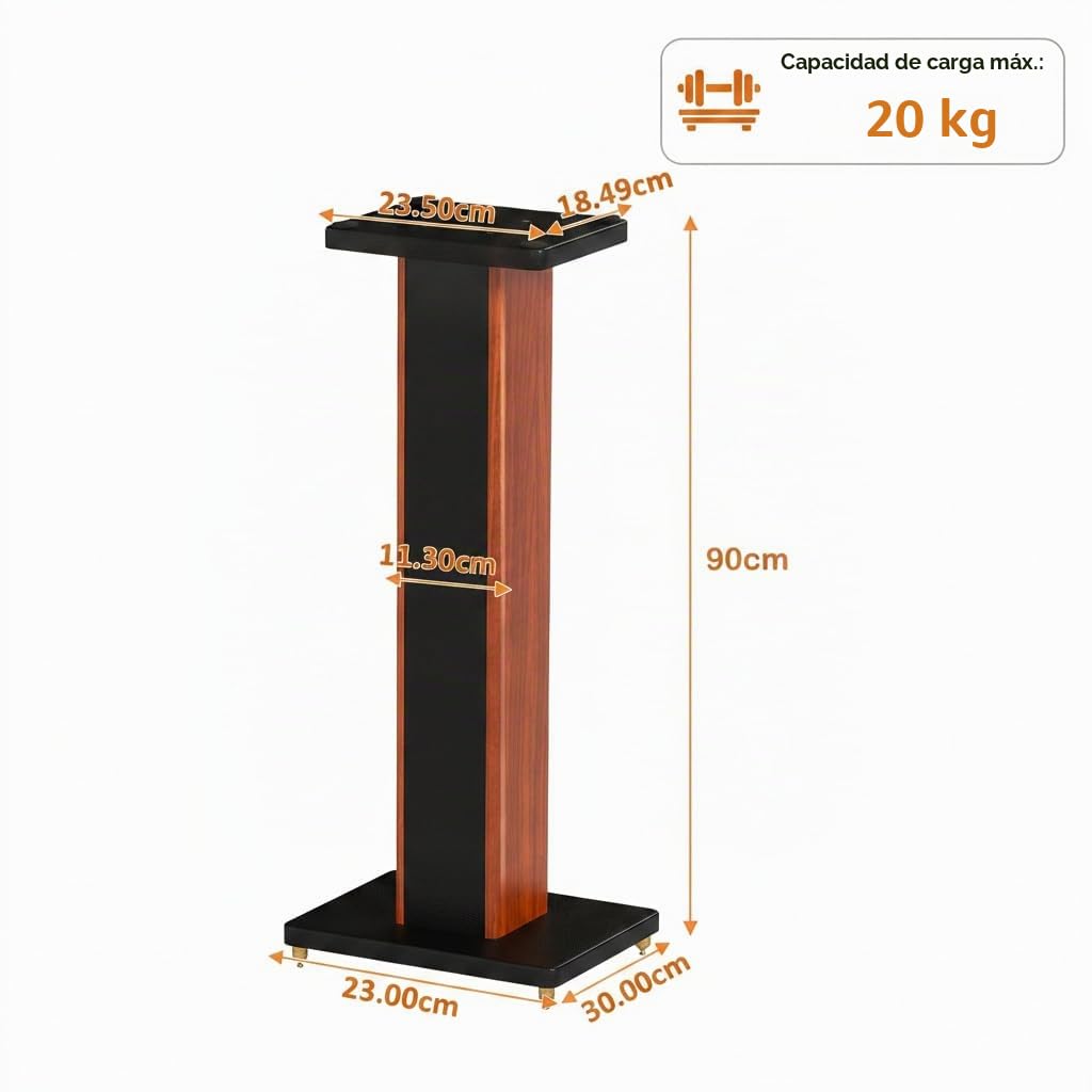 Soporte universal de madera para altavoces con capacidad de carga de 10 kg, par de soportes para cajas (altura 90 cm), con abrazaderas ajustables para cables y bridas, relleno de arena, negro