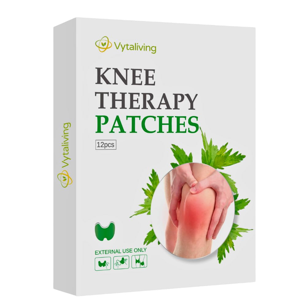 Vytaliving Knee Pain Relief Patches - Wormwood Herbal Knee Patches for Arthritis Pain Relief, Joint Aches & Muscular Soreness - 12 Therapy Patches to Reduce Knee Pain & Joint Pain