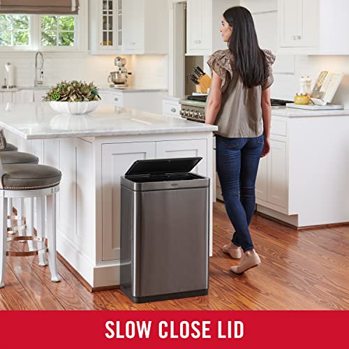 Rubbermaid Elite Stainless Steel Sensor Trash Can For Home And Kitchen, Batteries Included, 12.4 Gallon, Charcoal #TOP6