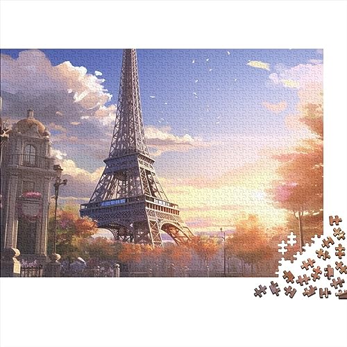 Puzzle Tour Eiffel 1000 pièces style anime romantique en bois de 75x50 cm