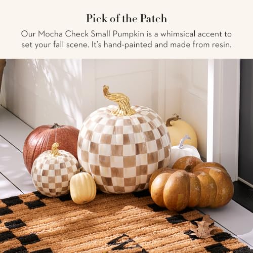 MACKENZIE-CHILDS Resin Pumpkin, Small, Brown-and-White Mocha Check by MACKENZIE-CHILDS - Used condition - Image 2
