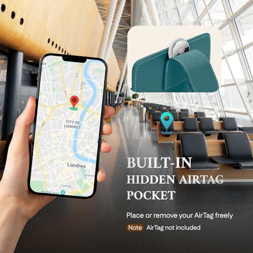 Image of ALLIVE Rfid Passport Holder for Travel Women & Men, Passport Cover Wallet with AirTag Hidden, Genuine Leather Passport Holder Essential for Business Travel, Airport Security (Lake Blue)