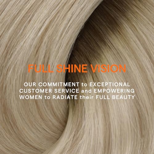 Image of Full Shine Clip in Hair Extensions 16 Inch Ombre Dark Brown to Ash Blonde Mix Platinum Blonde Natural Clip in Human Hair Extensions 120g