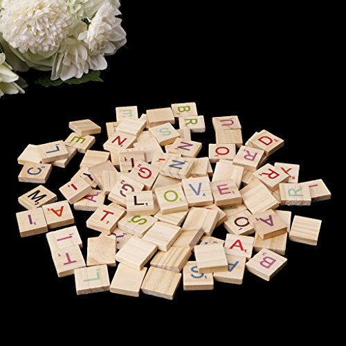 100 fichas de madera con letras y números coloridos miniatura 6