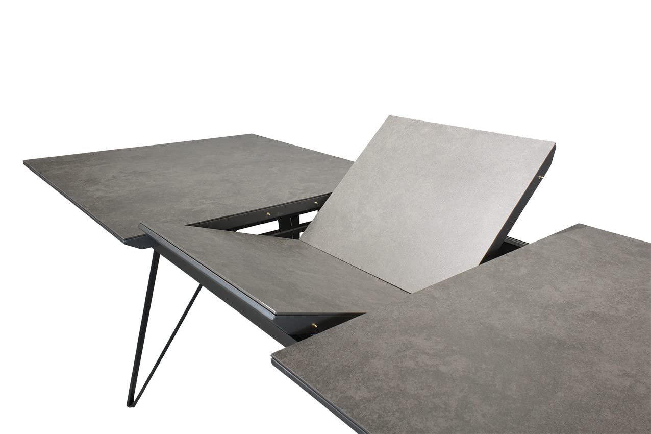 Meubletmoi Table 180/230 cm Extensible rectangulaire céramique et métal Gris Anthracite - Design Contemporain Industriel - Collection Elégance & Qualité - Onyx