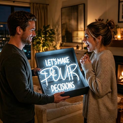 Image of White Neon Sign Led Neon Lights Signs for Wall Decor USB Powered Led Signs for Room Decoration-Let's Make Pour Decisions