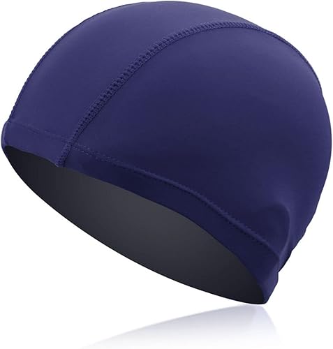 Miniatura 5 de Paquete de 4 gorras de natación de tela de elastano de nailon y licra, gorras de natación elásticas para hombres y mujeres