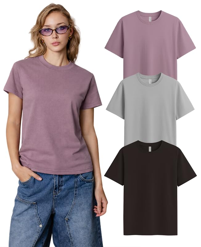 Image of SLEEPY NUTS Women's Plain Round Neck Regular Fit Half Sleeve Cotton T Shirt