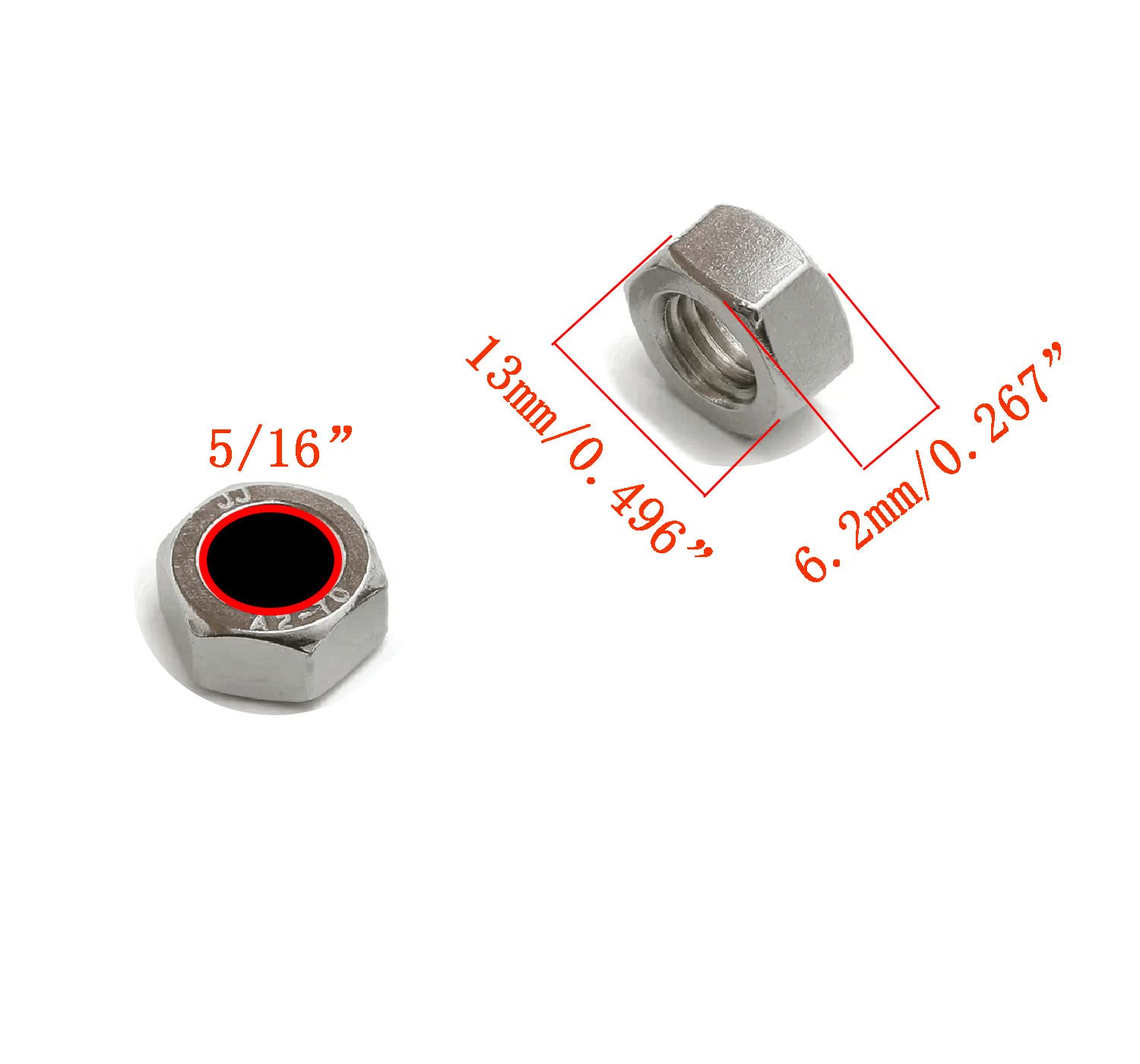 Écrous Hexagonaux En Molybdène (Moly) 5/16-18 - Lot De 10 Pièces - Neuf Sous Emballage