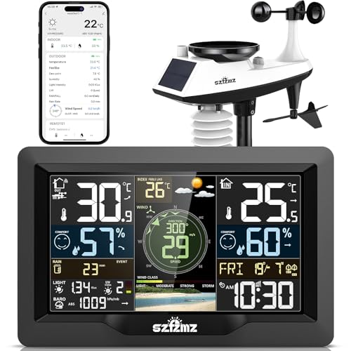 WiFi Weather Station 7-in-1 with TUYA APP, Weather Stations Wireless Indoor Outdoor with Rain Gauge...