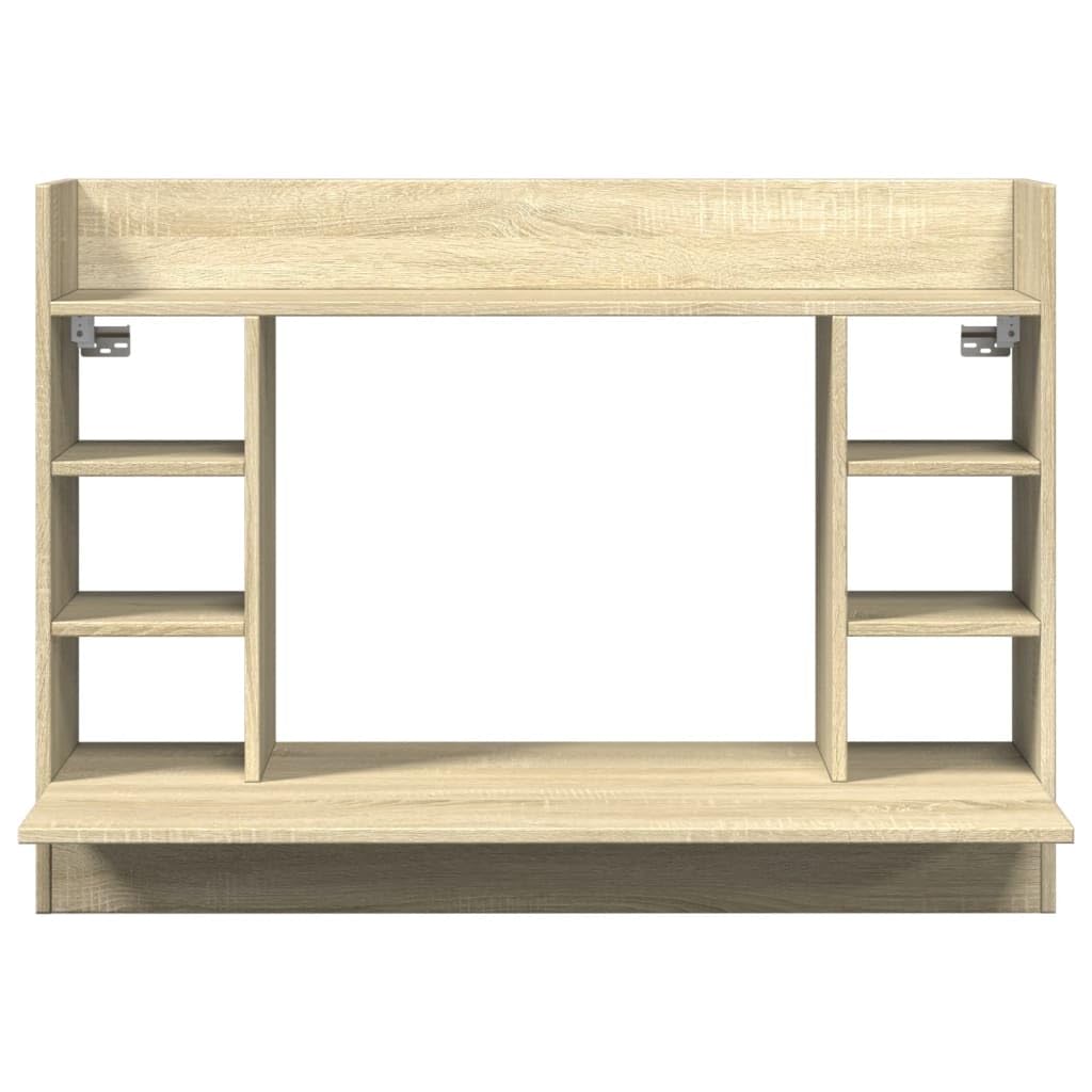 Scrivania da parete in rovere Sonoma, 105 x 48 x 75 cm, in legno con 6 scomparti, tavolo da ufficio salvaspazio per home office, scrivania da gioco, postazione di lavoro per PC, scrivania