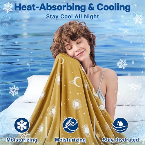 Image of inhand Cooling Blanket Throw(50 inchx60 inch) - Double Sided Cooling Blankets for Hot Sleepers, Cool Soft Lightweight Summer Blanket for Beach, Sofa Bed Couch, Room Decor, Gifts for Women Men Ginger Yellow