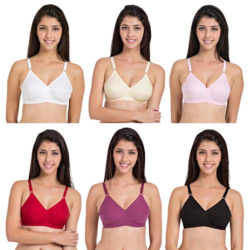 Image of SOUMINIE Women s Pure Cotton Non Padded Full Coverage Everyday Bra | Pack of 3 |