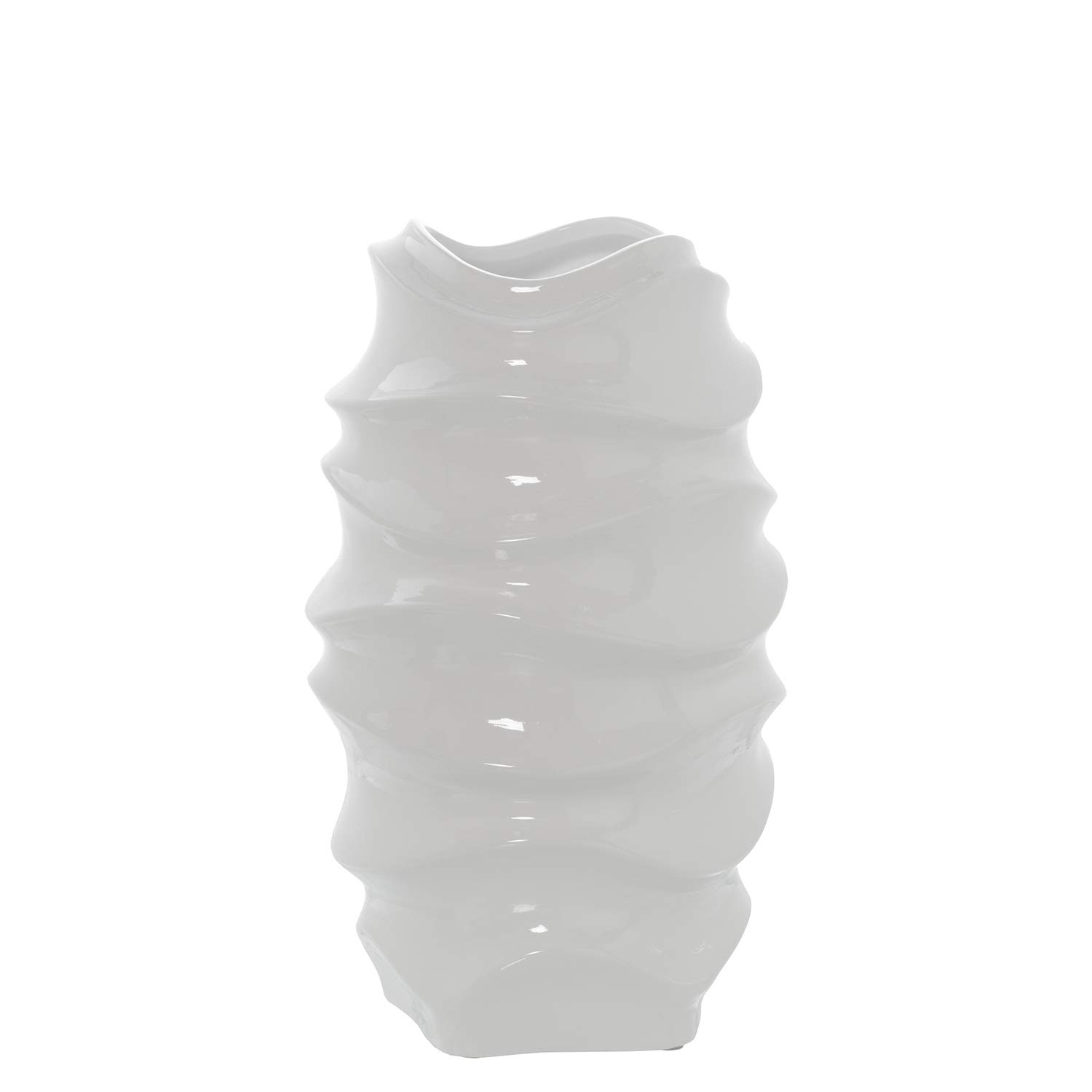 Vase céramique blanc 33cm idéal pour valoriser un buffet de salon