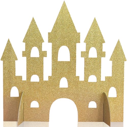 Amscan Gold Glitter Princess Castle Centerpiece (35cm) 1 Piece - Perfect for Enchanting Decorations