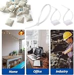100 Set Cable Zip Tie Self Adhesive Mounts Kit with 6" Zip Ties, 3/4" Wire Holders Squares, Screws - Sticky Wire Fasteners Cable Clips Management Anchors Organizer - White