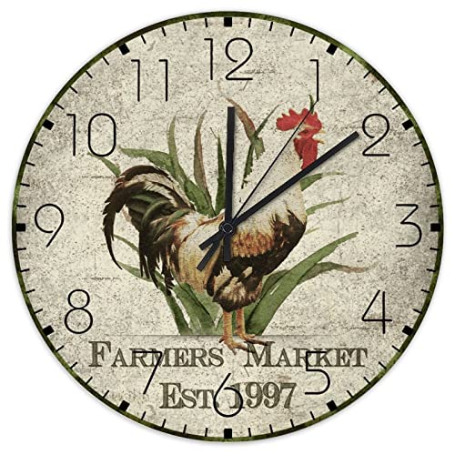 Horloge murale silencieuse pour décoration de cuisine rustique et ambiance de jardin