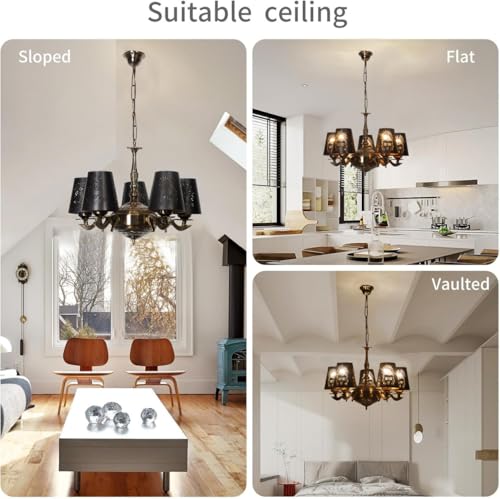 Image of Devansh 05 Lights Budha JI Metal Etched Shade with Antique Golden Chandelier -ZE