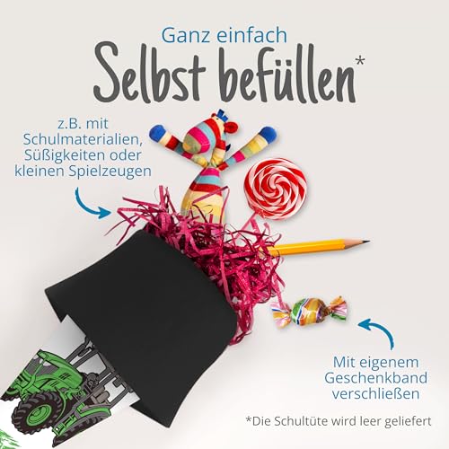 itenga Geschwister Schultüte Zuckertüte Traktor mit Filzverschluss Schule Einschulung Schulanfang 35cm