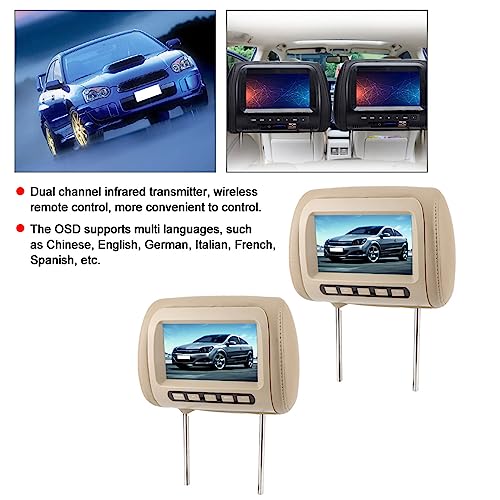 Astibym ASTIBYMGZ5W201S96 2Pcs Universal 7In Hd Car Headrest Lcd Video Player Control Mp5 Display Brown Car Player Headrest Display thumb #2