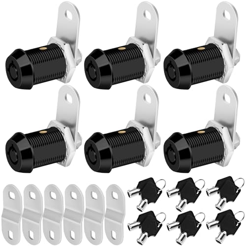 Image of Sissinda Black RV Storage Locks, 7 /8 inch Fits 9 /16 inch Max Door Thickness, Keyed Alike RV Compartment Locks (Black 7 /8 Inch 6Pack)