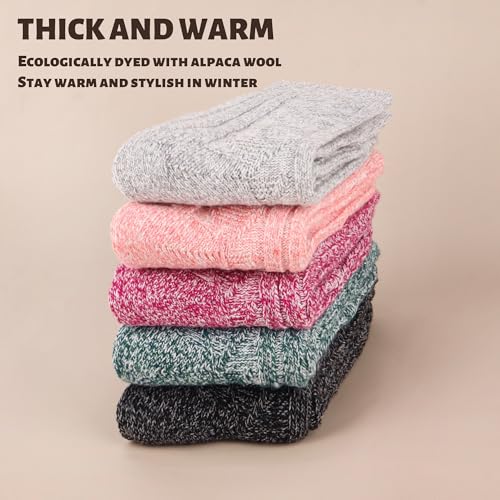 Jeasona Alpaca Wool Socks Women Hiking Socks Warm Winter Thick Gifts for Women Mom3