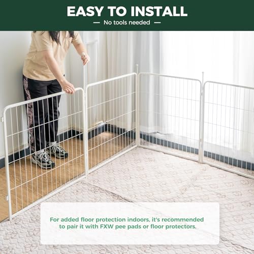 Image of FXW Rollick Unleashed Dog Playpen for Indoor, Yard, RV Camping, 32 inch 48 Panels for Small and Medium Dogs, White│Patented