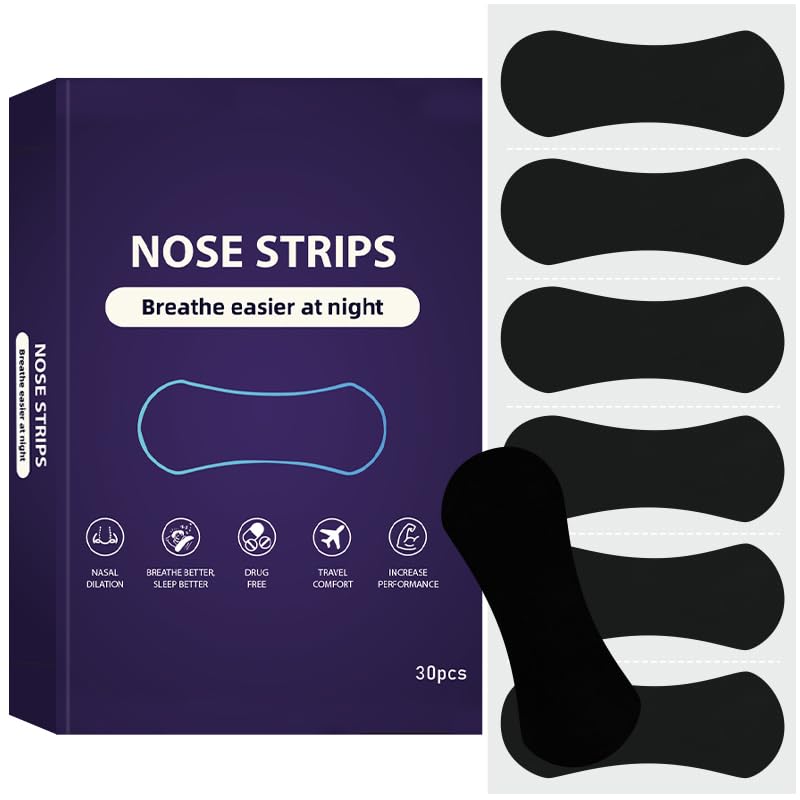 Nasal Strips Sleep and Snoring Nose Strips Reduce Snoring Athletic Sleeping Breathe Better Black 30 Count