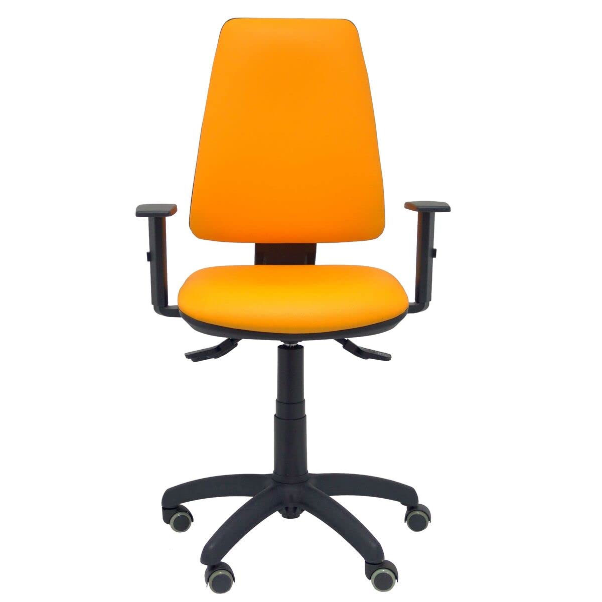 Elche S - Silla de oficina ergonómica con mecanismo asincro y regulable en altura. Ruedas de goma especiales para suelos delicados - Asiento y respaldo tapizados en similpiel color naranja