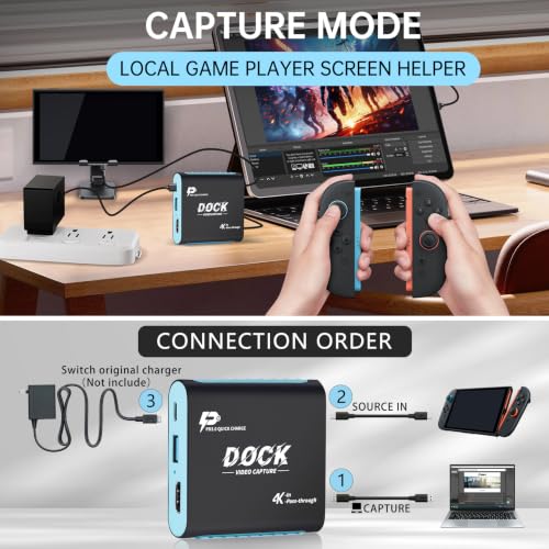 2-in-1 Switch 2 Dock & Capture Card with USB-C Video Input for Streaming - image 5