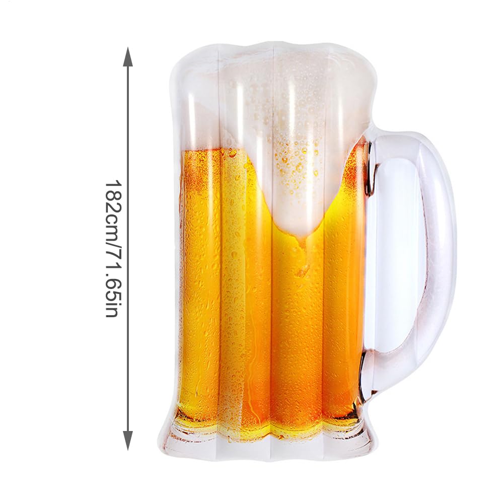 Generisch Cama flotante para piscina – 182 cm – Tumbona hinchable de PVC | Cómodo colchón de agua en forma de cerveza para piscina Lake Beach | Cama de piscina – Diversión de verano para adultos
