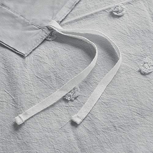 Urban Habitat Duvet Set 100% Cotton Jacquard, Tufts Accent, Shabby Chic All Season Cover For Comforter, Matching Shams, Decorative Pillows, King/California King (104 In X 92 In), Grey 7 Piece #TOP3